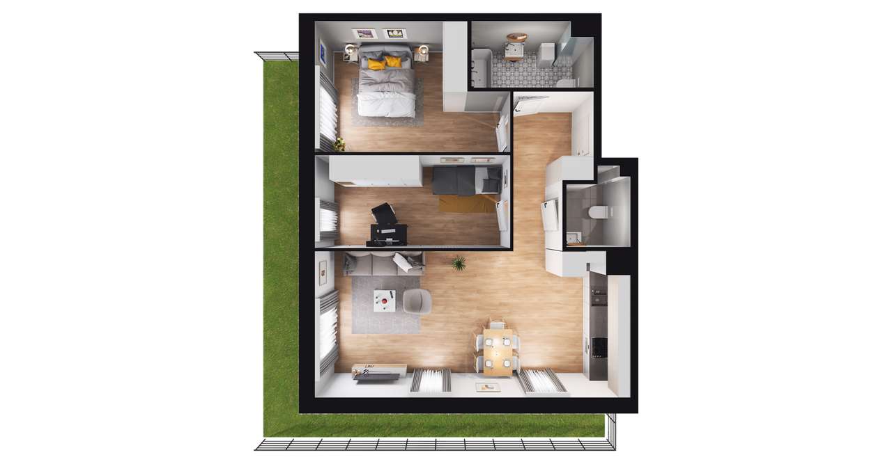 3-pokojowe mieszkanie 66m2 + ogródek Bezpośrednio - Pełny obrazek: 2/8