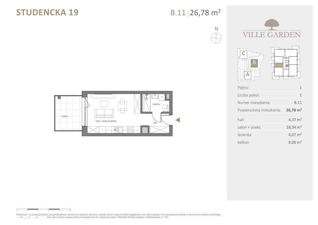 Ville Garden | mieszkanie 1-pok. | B.11 - Pełny obrazek: 3/9