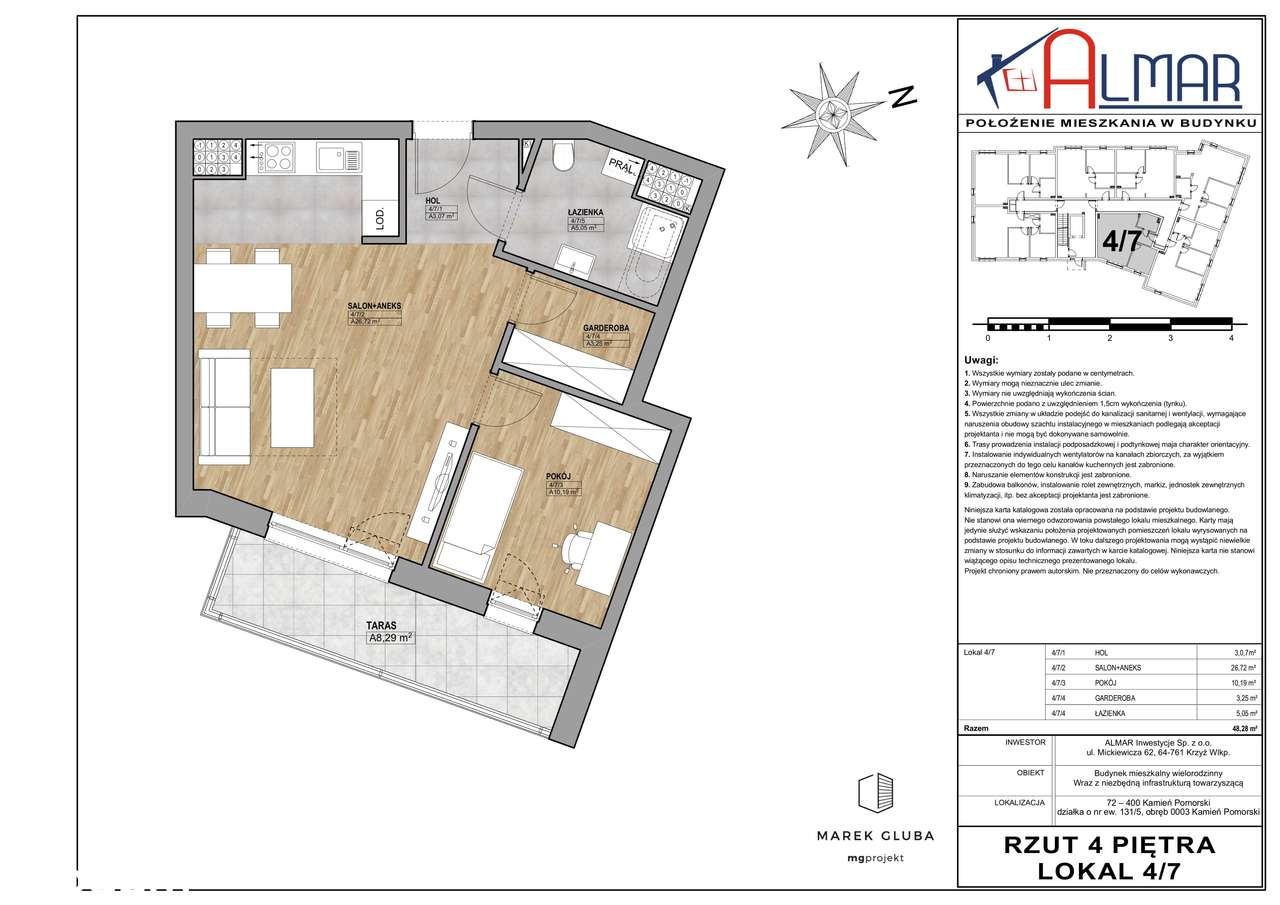Kamień Pomorski -  ul. Wojska Polskiego 11 - Apartament 4/7(35)-12