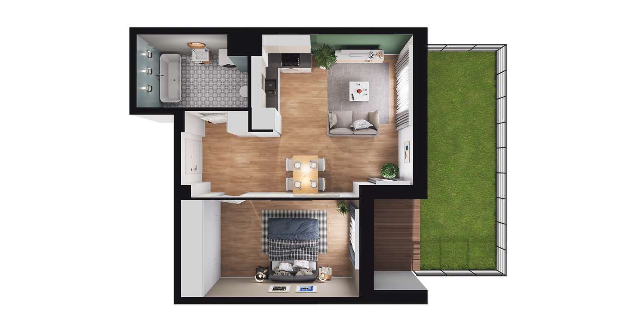 2-pokojowe mieszkanie 42m2 + ogródek Bez Prowizji - Pełny obrazek: 2/8