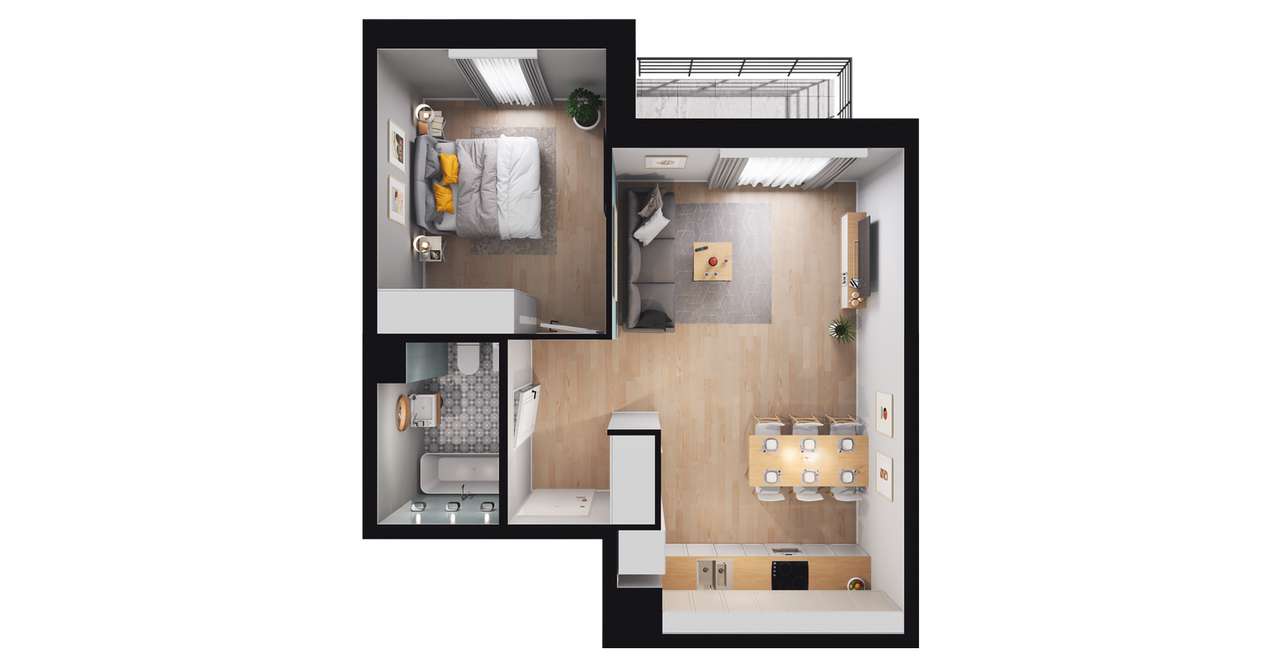 2-pokojowe mieszkanie 45m2 + balkon Bezpośrednio - Pełny obrazek: 2/8