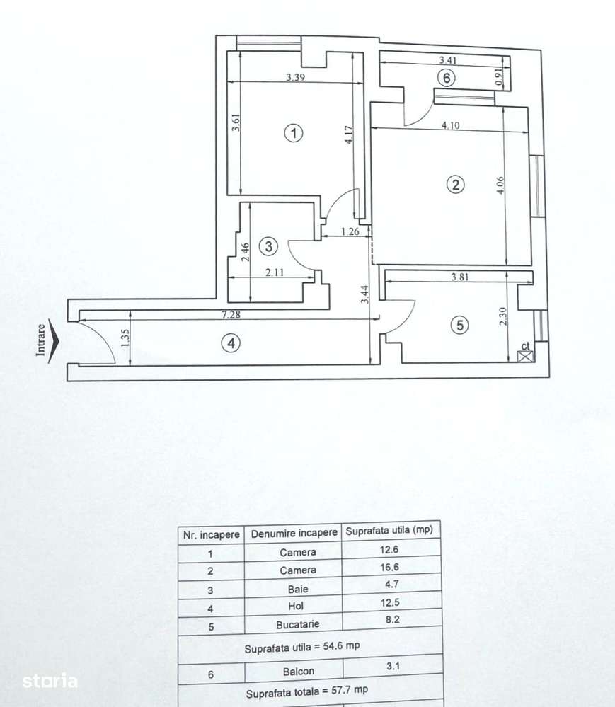 Apartament cu 2 camere, decomandat, Pasaj Octav Bancila, 57mp, 117.000-5