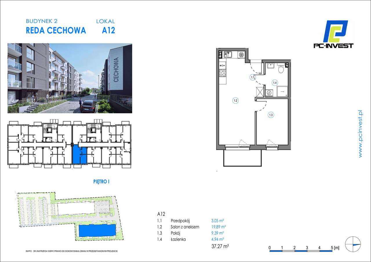 2-pokojowe mieszkanie 37m2 Bez Prowizji - Pełny obrazek: 2/8