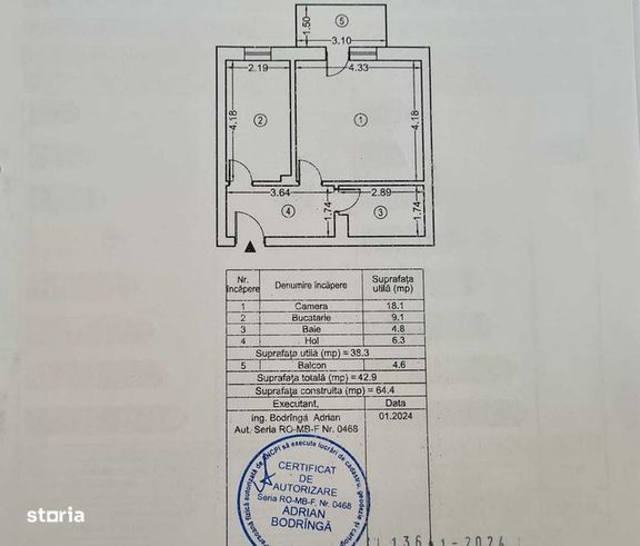 De vanzare Garsoniera Mall Plaza Exigent faza 5, 38.3 mp utili, et 10