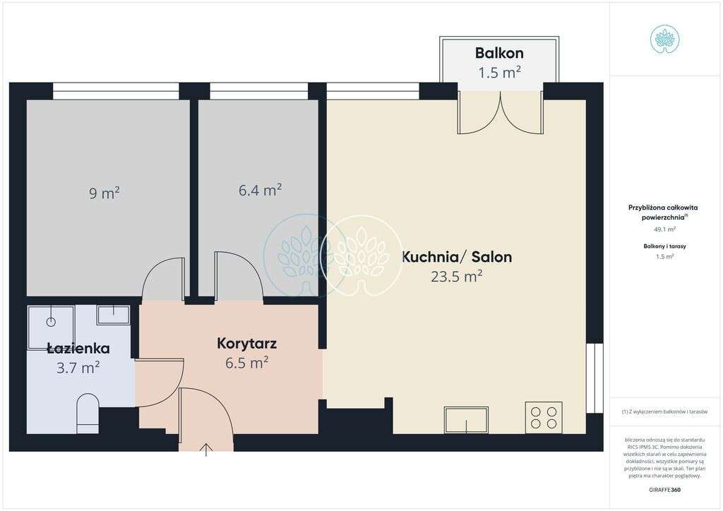 50 m², 3 pokoje, Moczyńskiego, Bydgoszcz - centrum - Pełny obrazek: 5/18