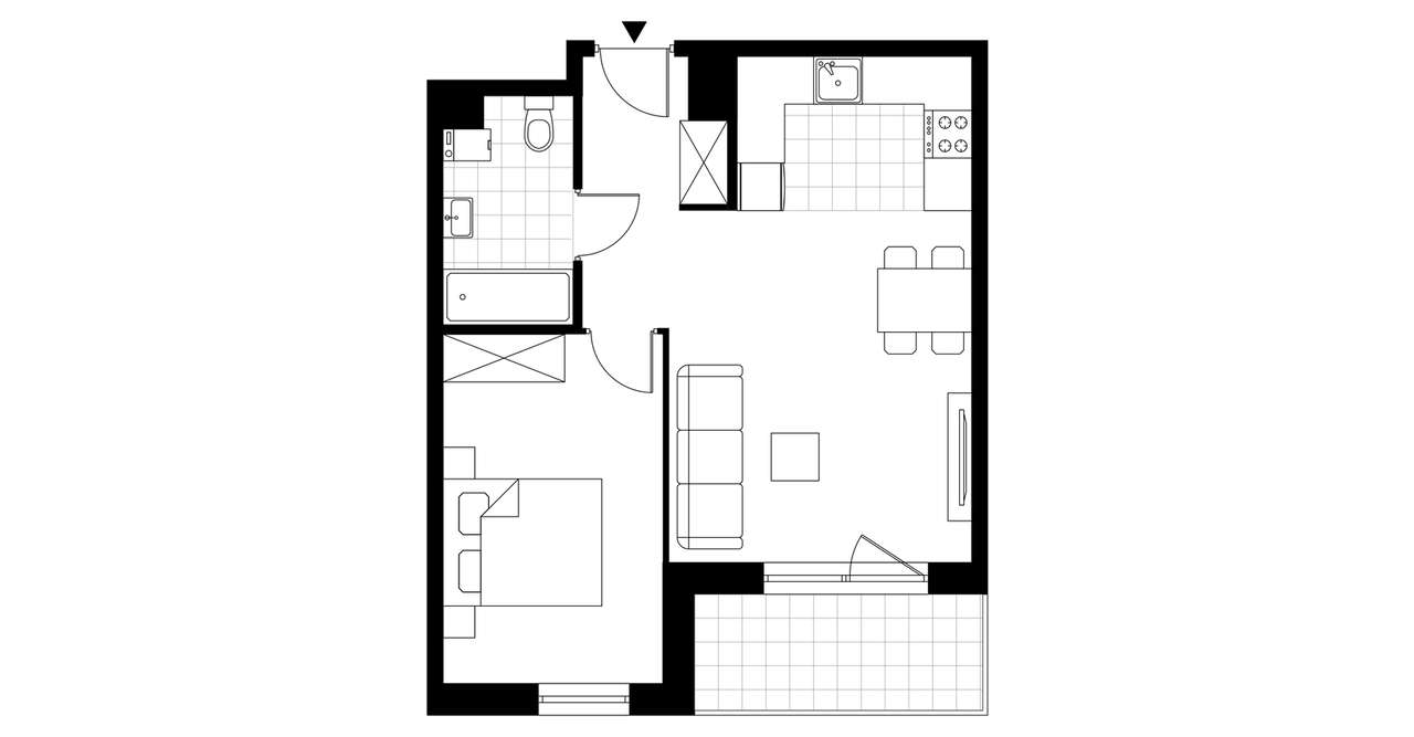 2-pokojowe mieszkanie 42m2 + loggia Bezpośrednio - Pełny obrazek: 4/9