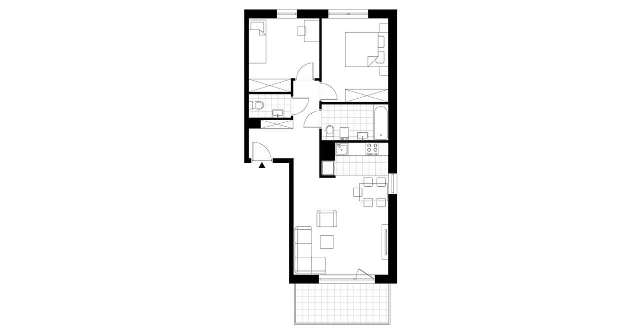 3-pokojowe mieszkanie 66m2 + loggia - Pełny obrazek: 2/7