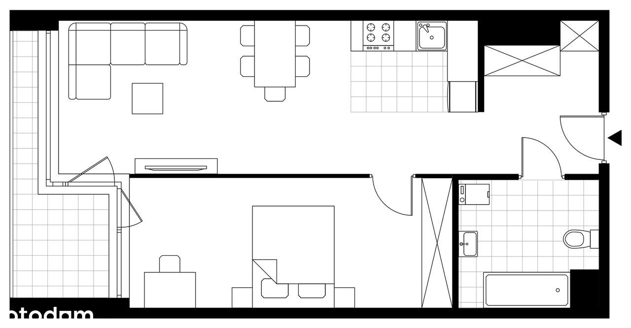 2-pokojowe mieszkanie 51m2 + loggia Bezpośrednio - Pełny obrazek: 4/9