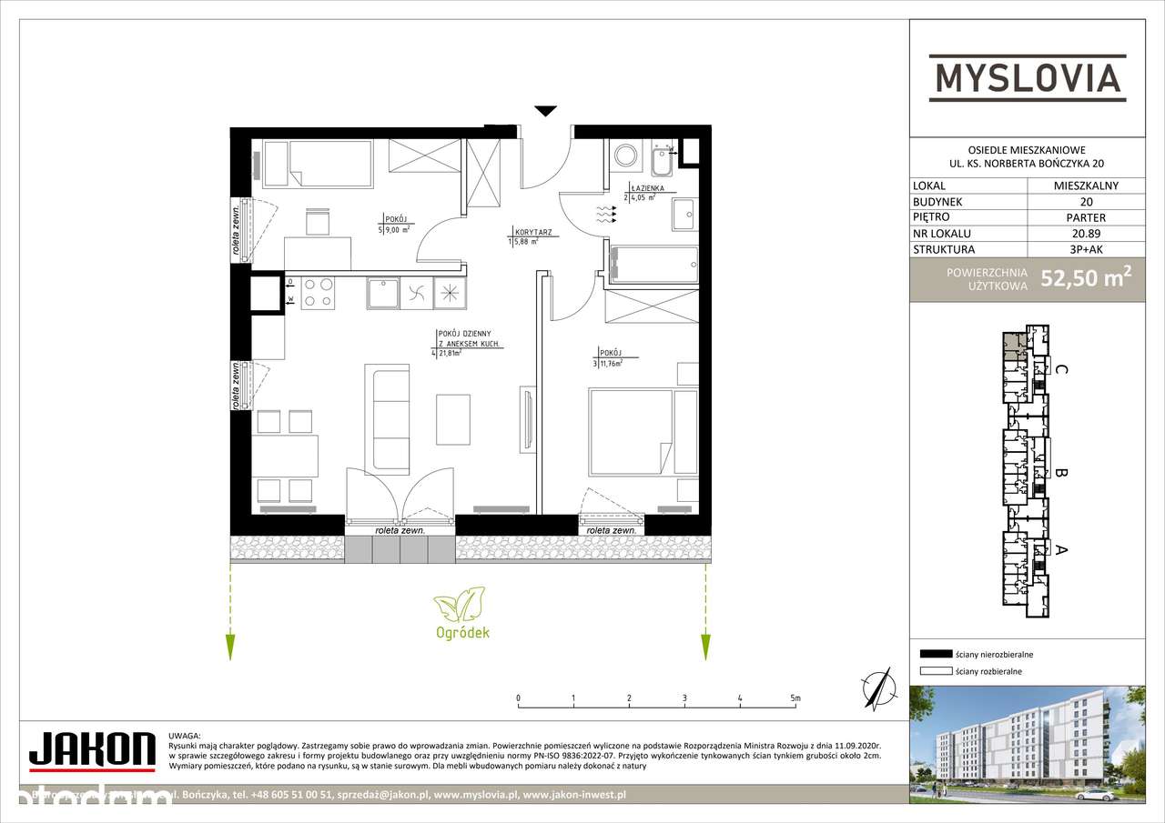 3-pokojowe mieszkanie 52m2 Bez Pośredników - Pełny obrazek: 2/7