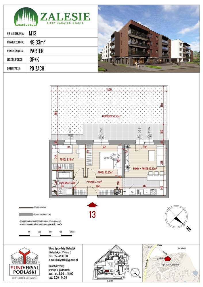 Zalesie | mieszkanie 3-pokojowe | 13 - Pełny obrazek: 2/8