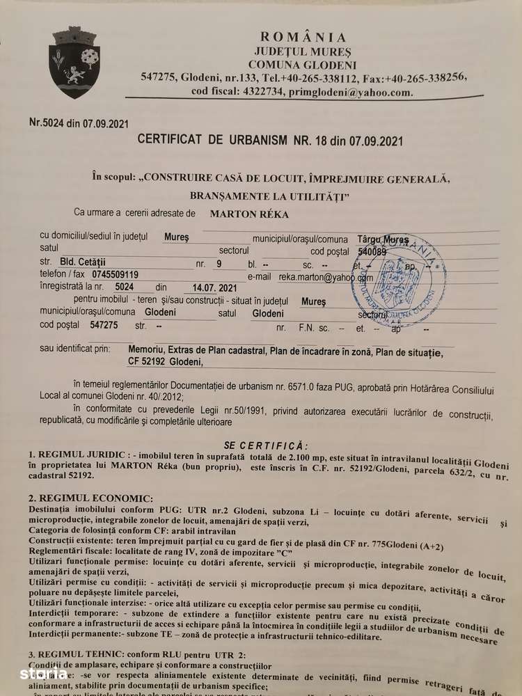 Teren intravilan de vanzare in sat Glodeni - Imagine principală: 5/6