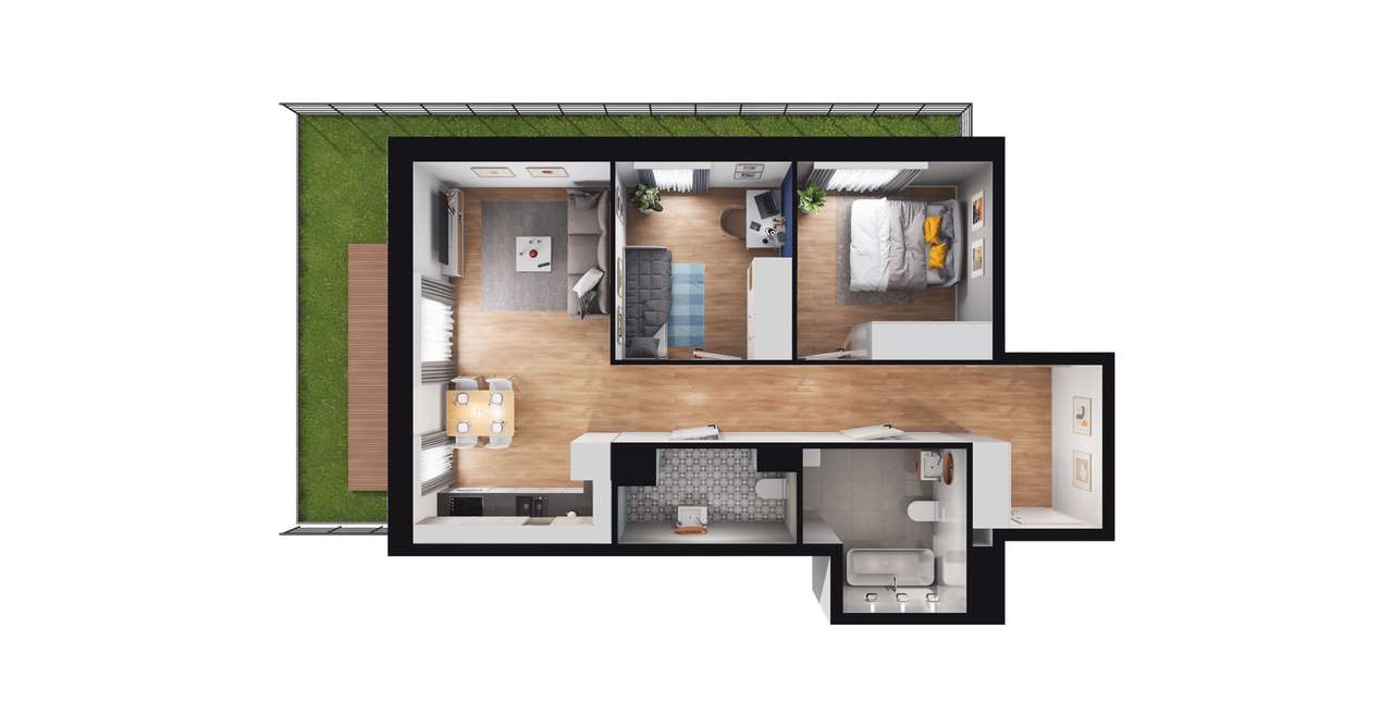 3-pokojowe mieszkanie 58m2 + ogródek Bez Prowizji - Pełny obrazek: 2/8