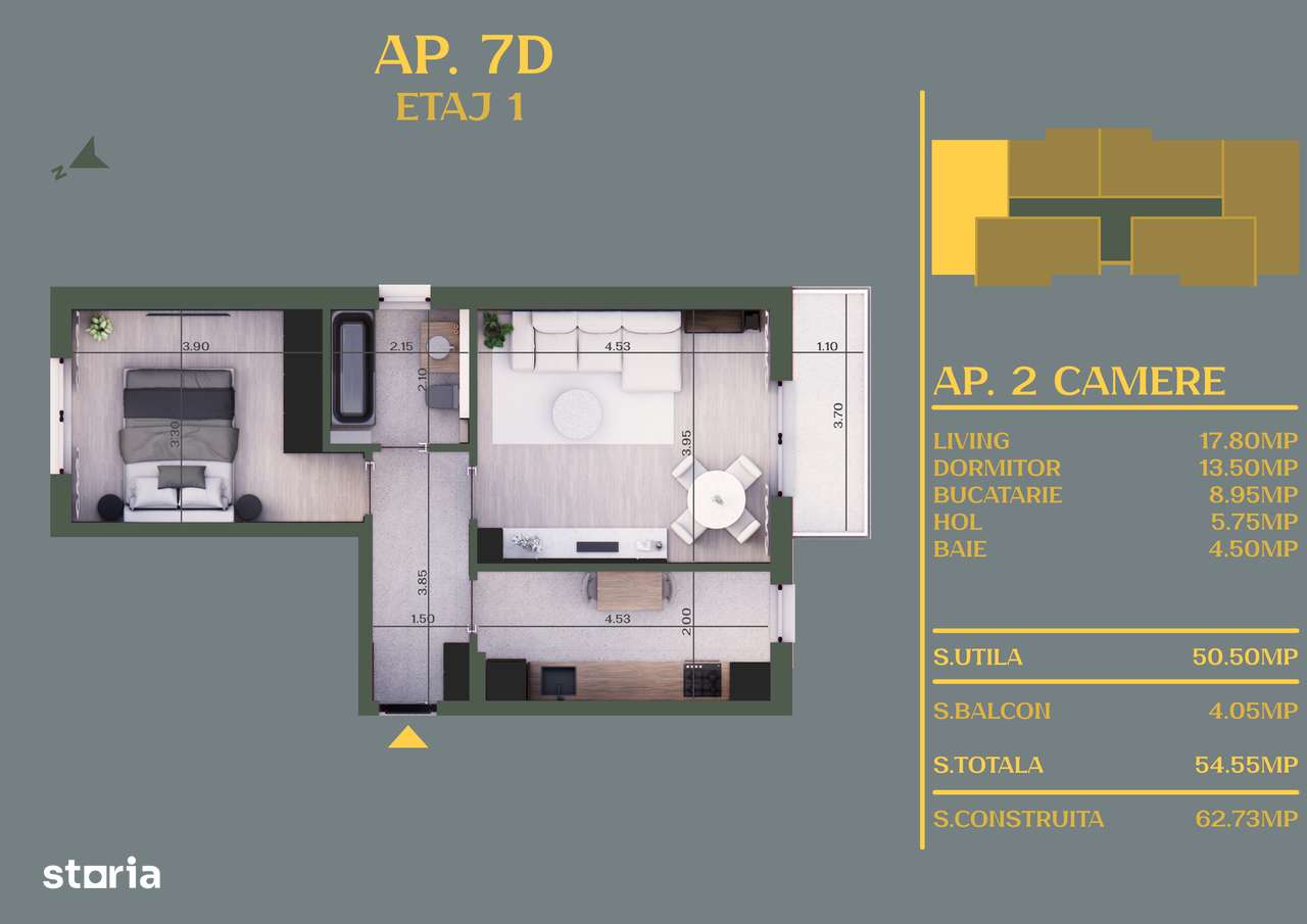 Apartament 2 camere, modern, finisare premium, Comuna Berceni-Vidra - Imagine principală: 5/22