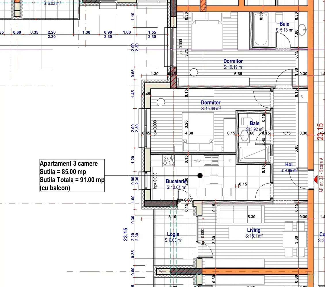 3 camere | 85mp | etaj 2/3|  15 min metrou | 1 Decembrie 1918-2