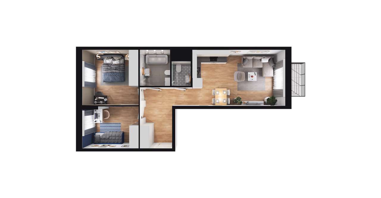 3-pokojowe mieszkanie 58m2 + balkon Bez Prowizji - Pełny obrazek: 2/8