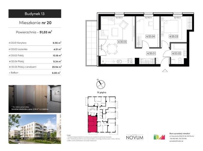 3-pokojowe mieszkanie 51,03m2 + balkon