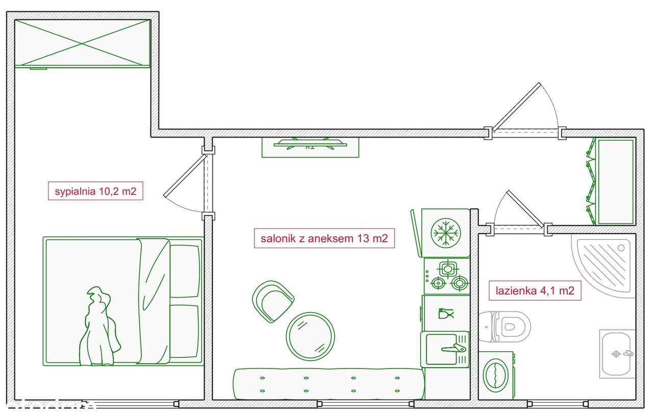 26,5 m2 po remoncie z osobną sypialnią! Prywatne miejsce parkingowe!-5