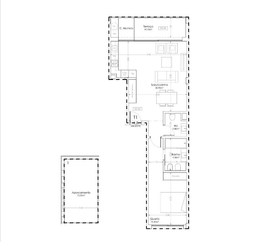 Apartamento T1 Em construção na Madalena-16