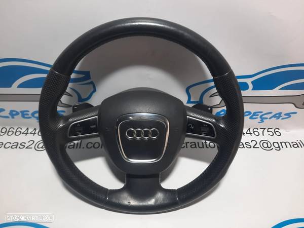 VOLANTE GUIADOR COMPLETO AUDI A5 8T0 8T3 8TA COUPE CABRIO S LINE S-LINE AUDI A3 8P 8P1 A4 B6 B7 B8 Q5 PELE PERFURADA COMANDOS MULTIFUNÇÕES PATILHAS AIRBAG - 1