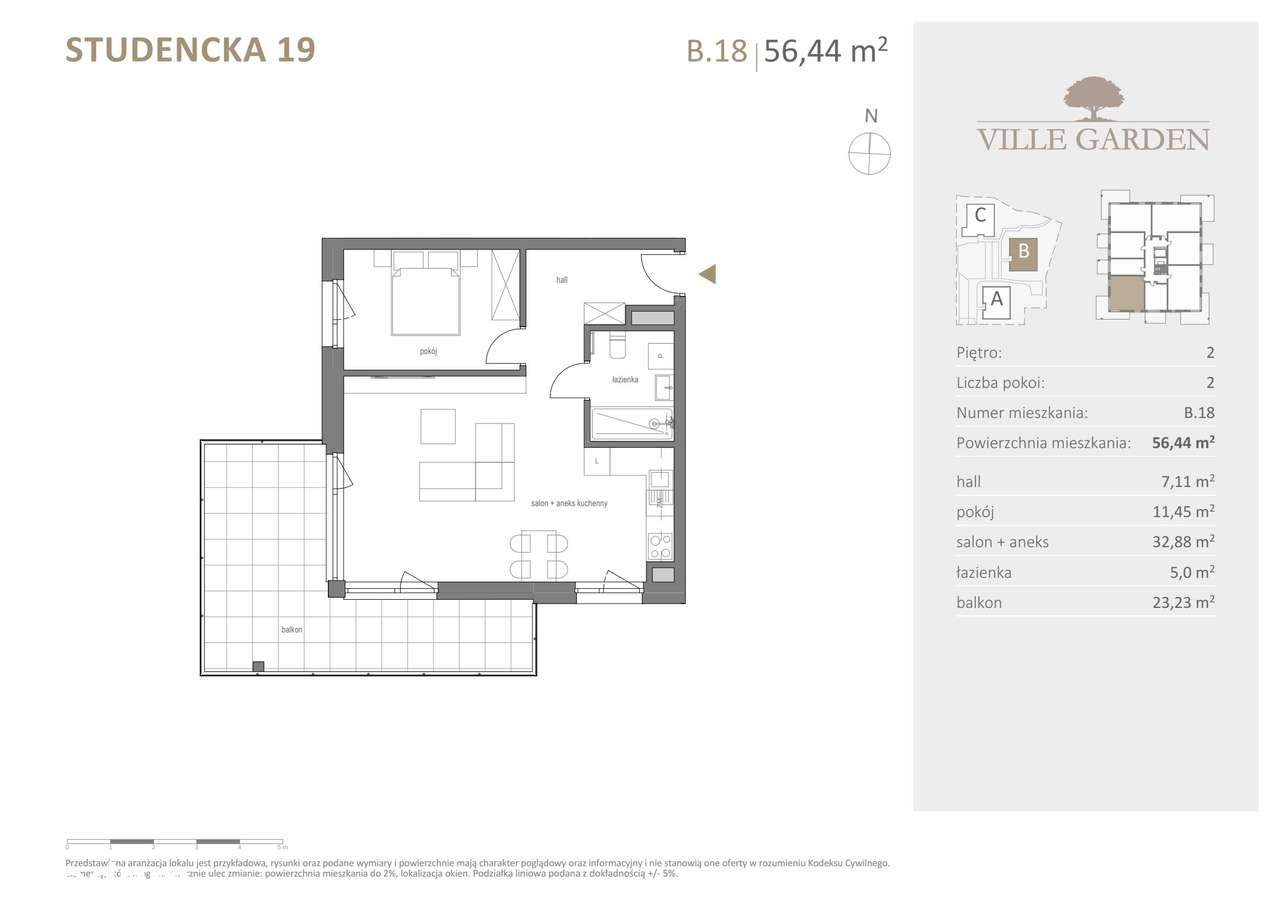 Ville Garden | mieszkanie 2-pok. | B.18 - Pełny obrazek: 3/10