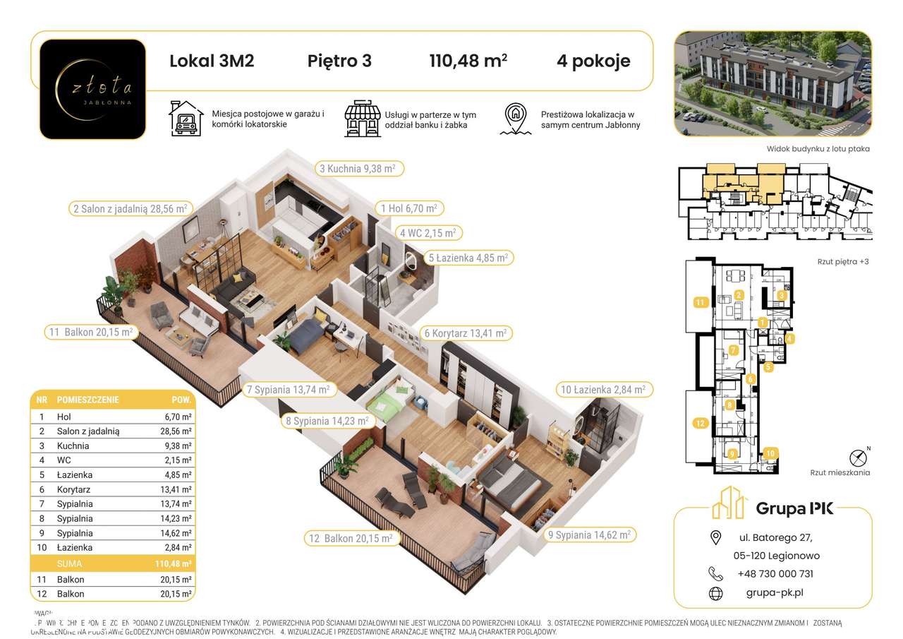 4-pokojowe mieszkanie 110m2 + 2 balkony - Pełny obrazek: 2/5