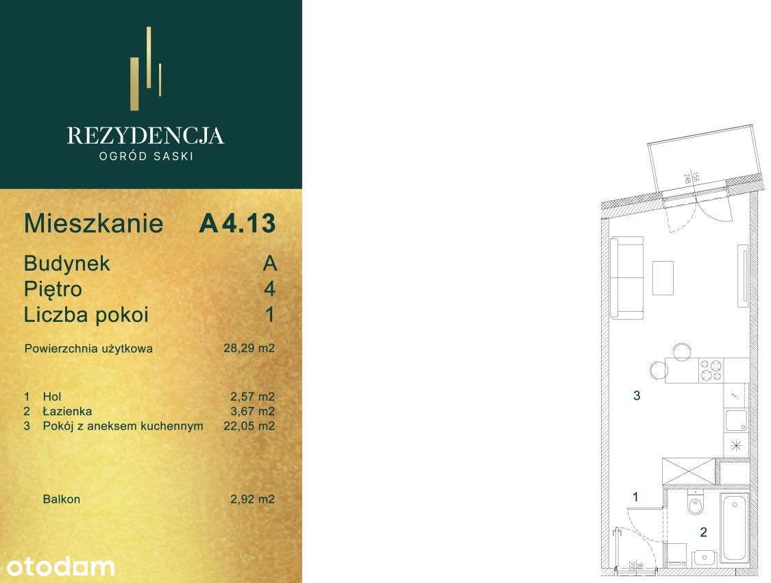 Kawalerka Rezydencja Ogród Saski | A4.13 M64-7