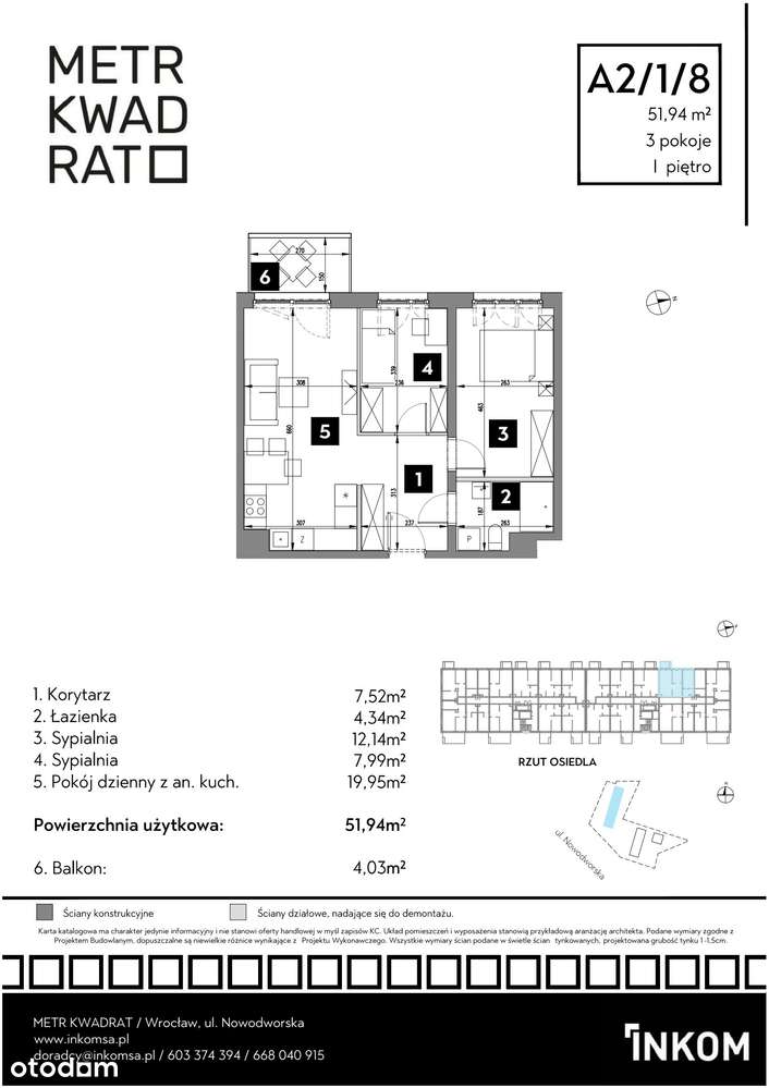 3-pokojowe mieszkanie 51m2 + balkon Bezpośrednio - Pełny obrazek: 2/5