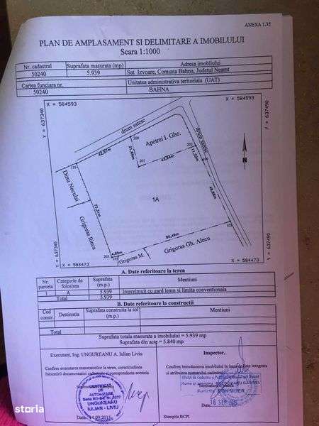 Vand  5940mp ,teren intravilan ,sat Izvoare , com BAHNA ,jud. NEAMT - Imagine principală: 5/6