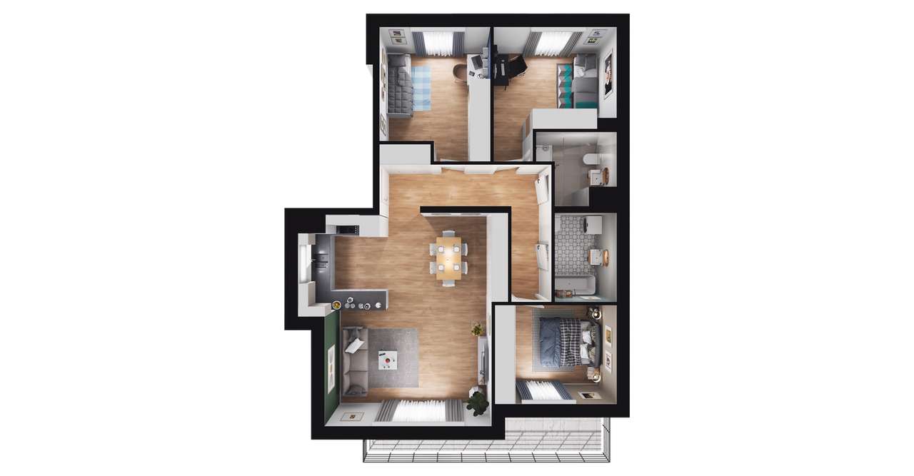4-pokojowe mieszkanie 86m2 + balkon Bezpośrednio - Pełny obrazek: 2/8