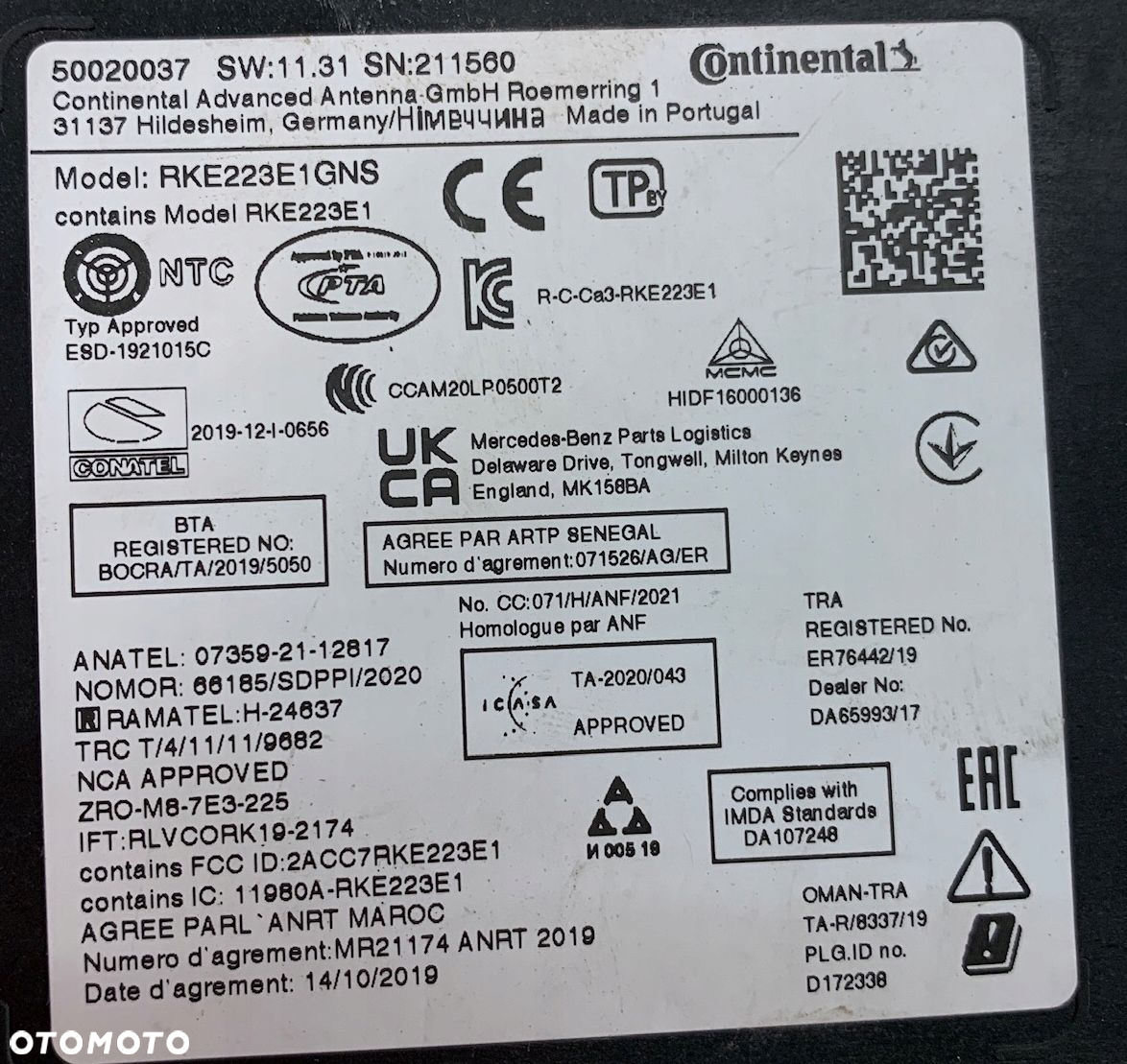 MERCEDES S-KLASA 223 MODUŁ ANTENY KEYLESS A2239051109 - 4