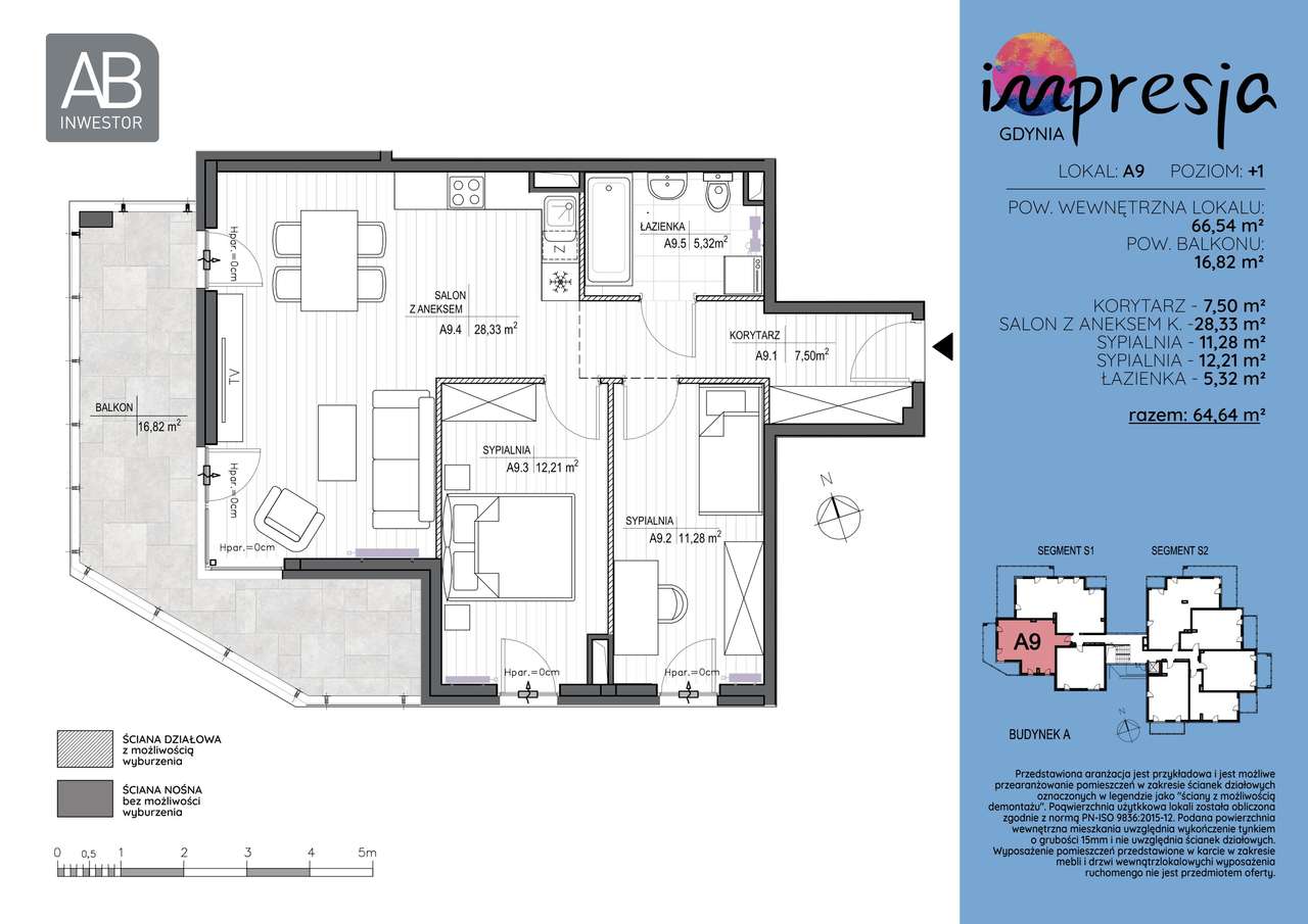 3-pokojowe mieszkanie 66m2 + balkon - Pełny obrazek: 2/9