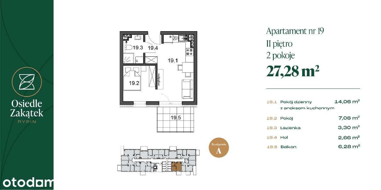 Osiedle Zakątek kawalerka M19 - Pełny obrazek: 2/7