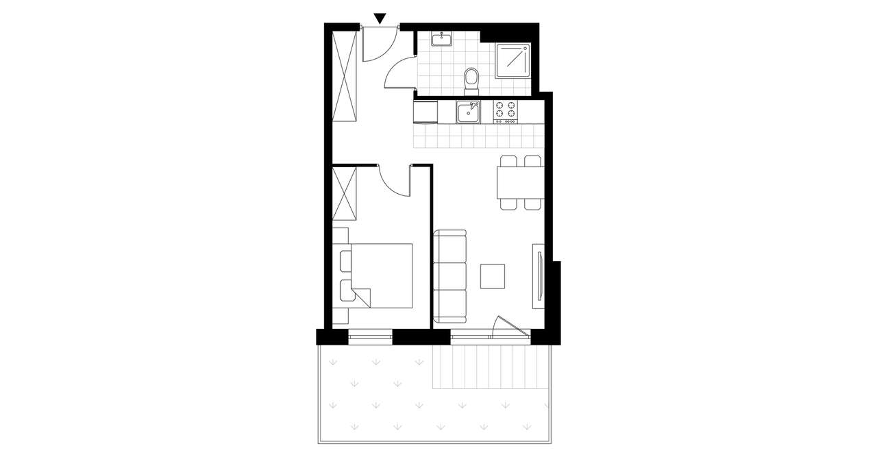 2-pokojowy apartament inwestycyjny 38m2 + ogródek - Pełny obrazek: 3/8