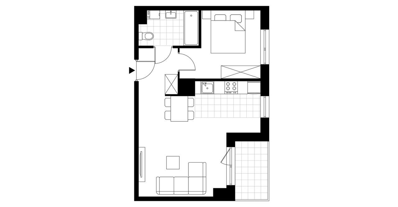2-pokojowe mieszkanie 42m2 + balkon Bezpośrednio - Pełny obrazek: 3/8