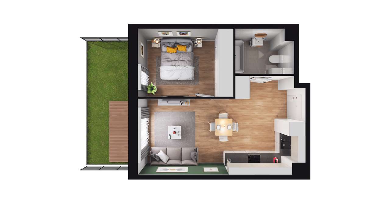 2-pokojowe mieszkanie 37m2 + ogródek Bezpośrednio - Pełny obrazek: 2/8