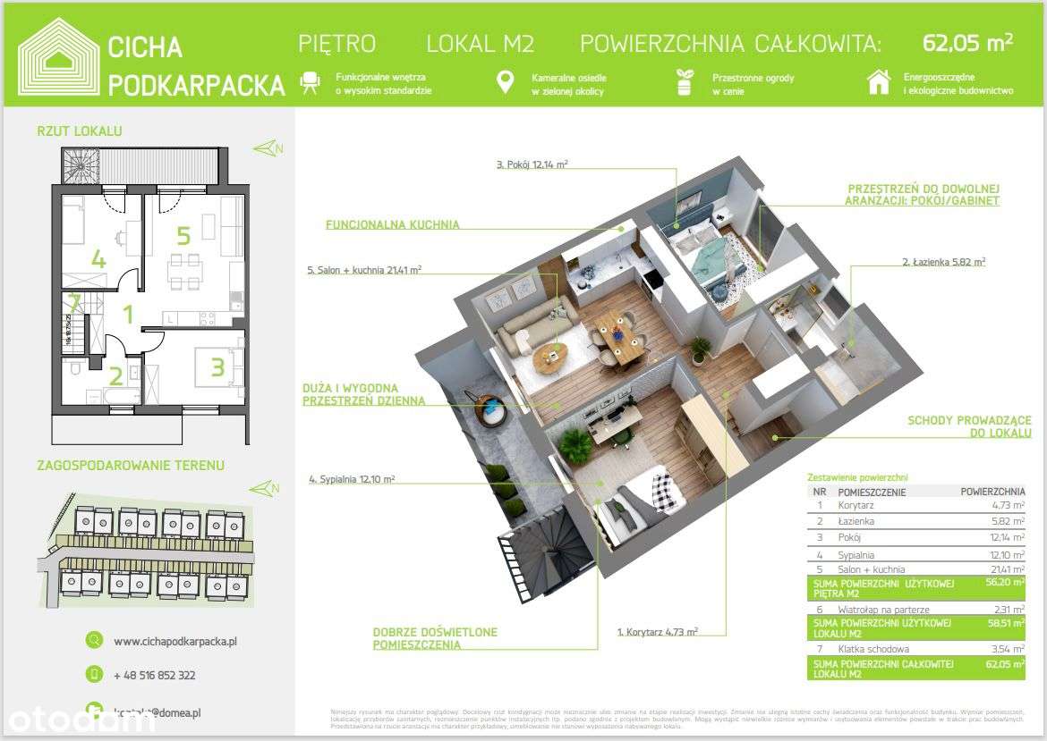 Apartament 62m2 | 3 pokoje | 30m2 taras na dachu| lokal 12B - Pełny obrazek: 4/12