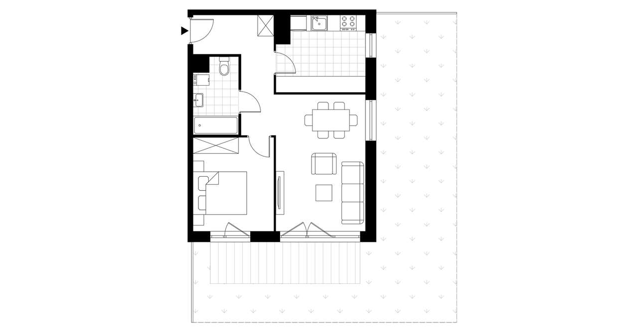 2-pokojowe mieszkanie 49m2 + ogródek - Pełny obrazek: 3/8
