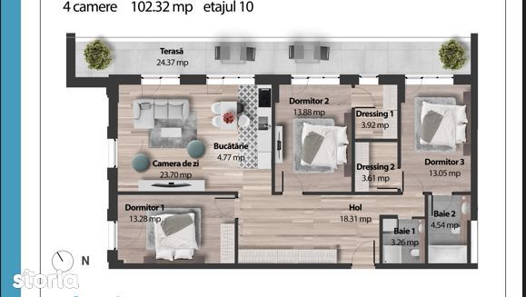 Dezvoltator HEXAGON vand Apartament 4 camere - imobil nou - AZORIA