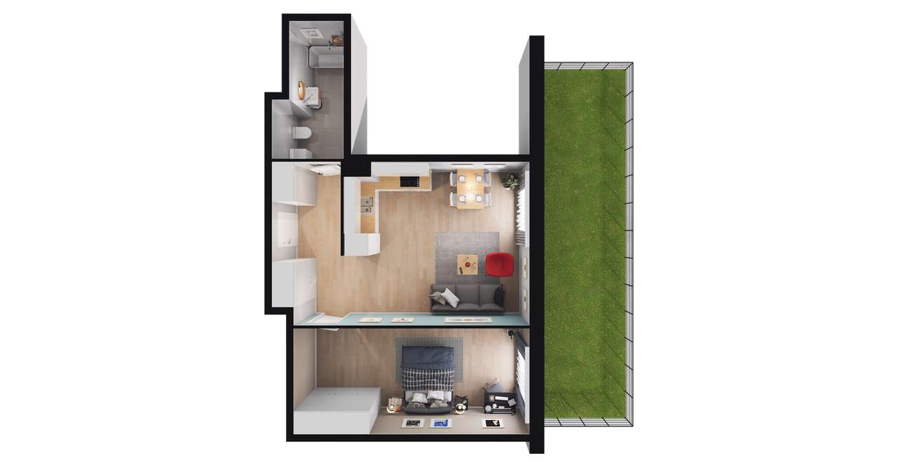 2-pokojowe mieszkanie 52m2 + ogródek Bez Prowizji - Pełny obrazek: 2/8