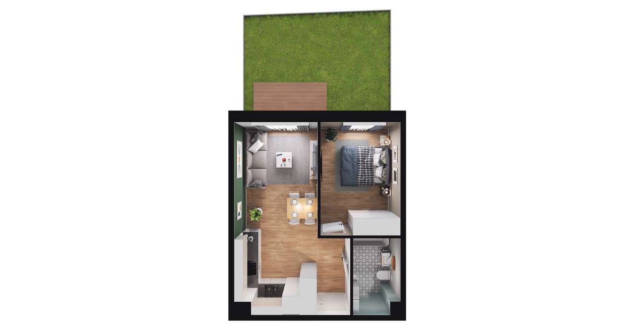 2-pokojowe mieszkanie 37m2 + ogródek Bezpośrednio - Pełny obrazek: 3/9