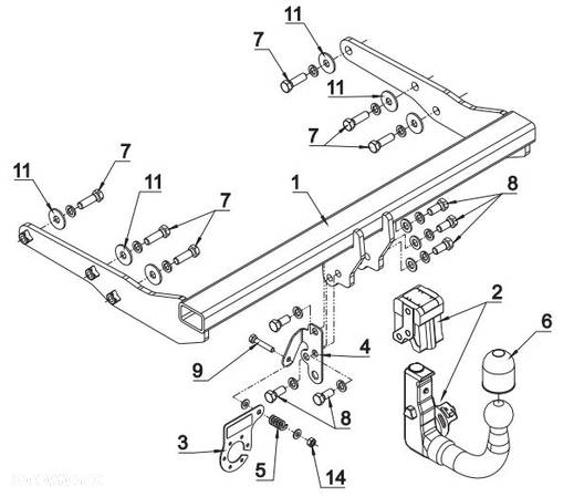 AUTO HAK HOLOWNICZY SŁUPSK NOWY KOMPLETNY do VOLKSWAGEN VW TRANSPORTER T5 2WD 4WD 4x4 2008-2015 - 3