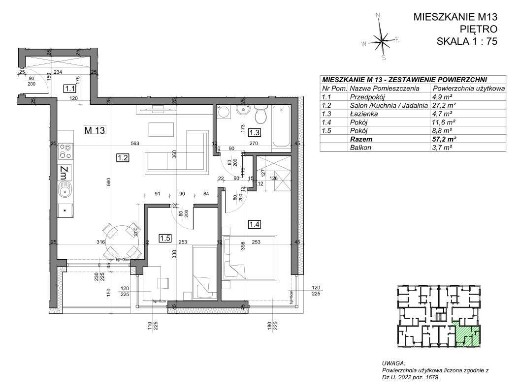Zacisze Sikorskiego | M23 | Apartament 57,2 m2 - Pełny obrazek: 4/12