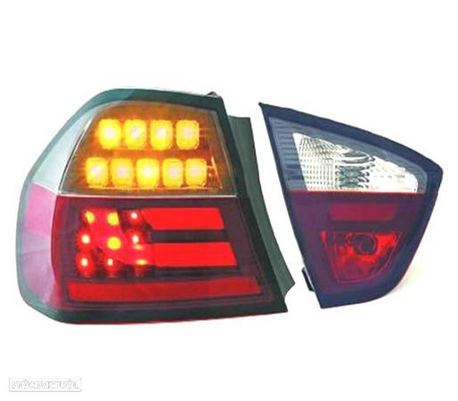 FAROLINS TRASEIROS CELIS LED PARA BMW E90 SEDAN 05-08 VERMELHO CROMADO ESCURECIDO - 3