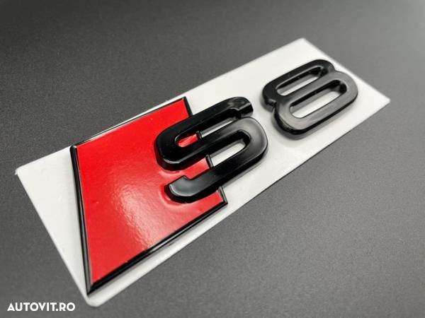 Set embleme Premium Audi S8 Negru / Roșu - 8