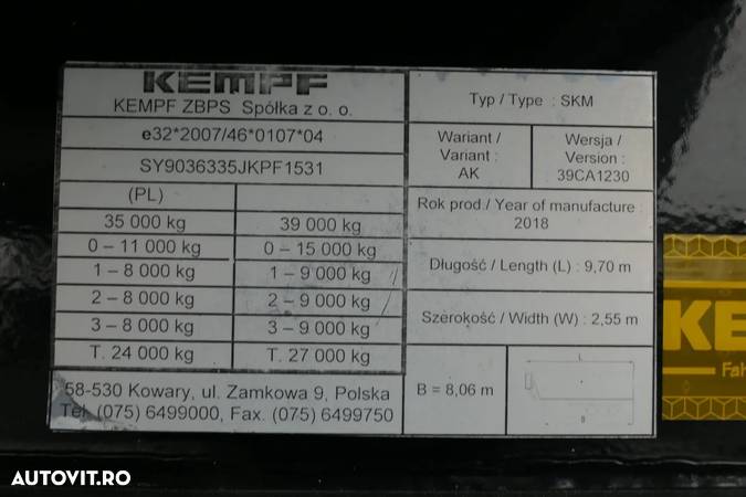 Kempf BASCULANTE KEMPF 40 mc / GREUTATE: 5300 KG / 2018 / - 22