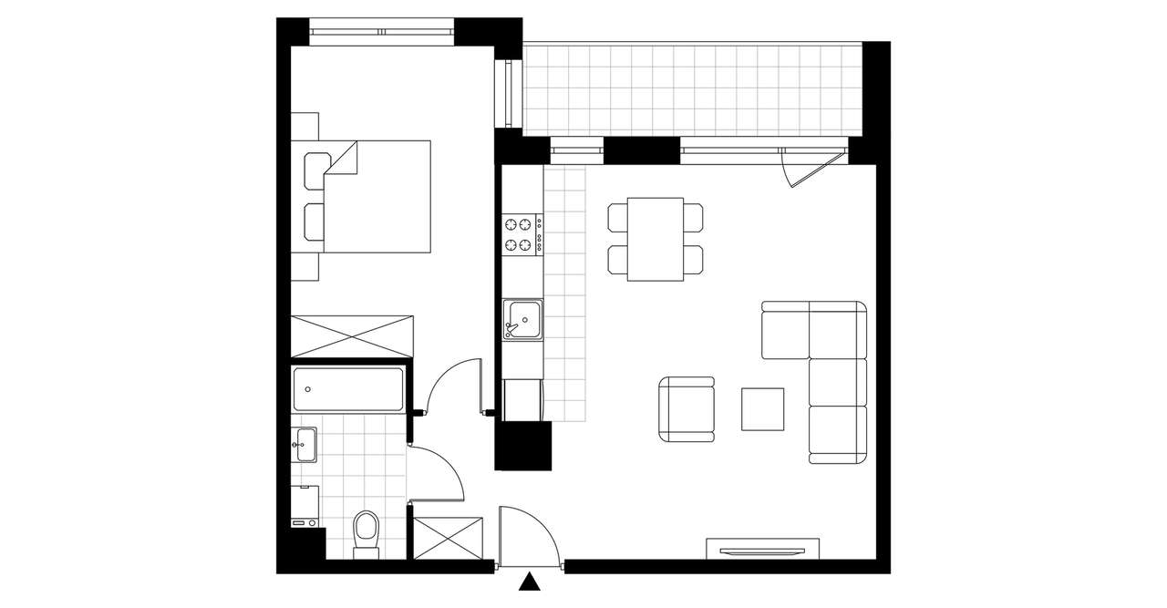 2-pokojowy apartament 50m2 + loggia - Pełny obrazek: 2/7