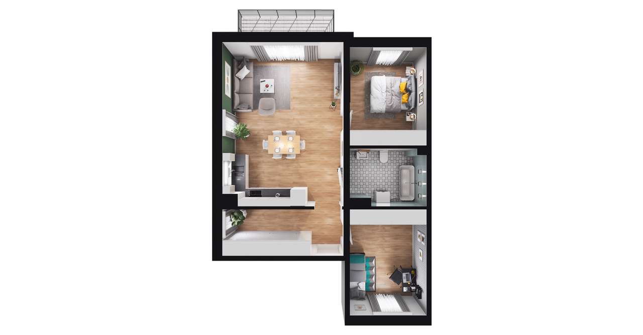 3-pokojowe mieszkanie 69m2 + balkon Bezpośrednio - Pełny obrazek: 2/8