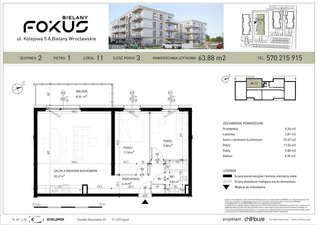 Fokus Bielany  | mieszkanie 3-pok. | 11 - Pełny obrazek: 2/8