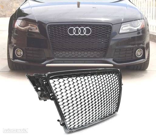 GRELHA FRONTAL PARA AUDI A4 B8 08-11 PRETO BRILHANTE LOOK RS - 1