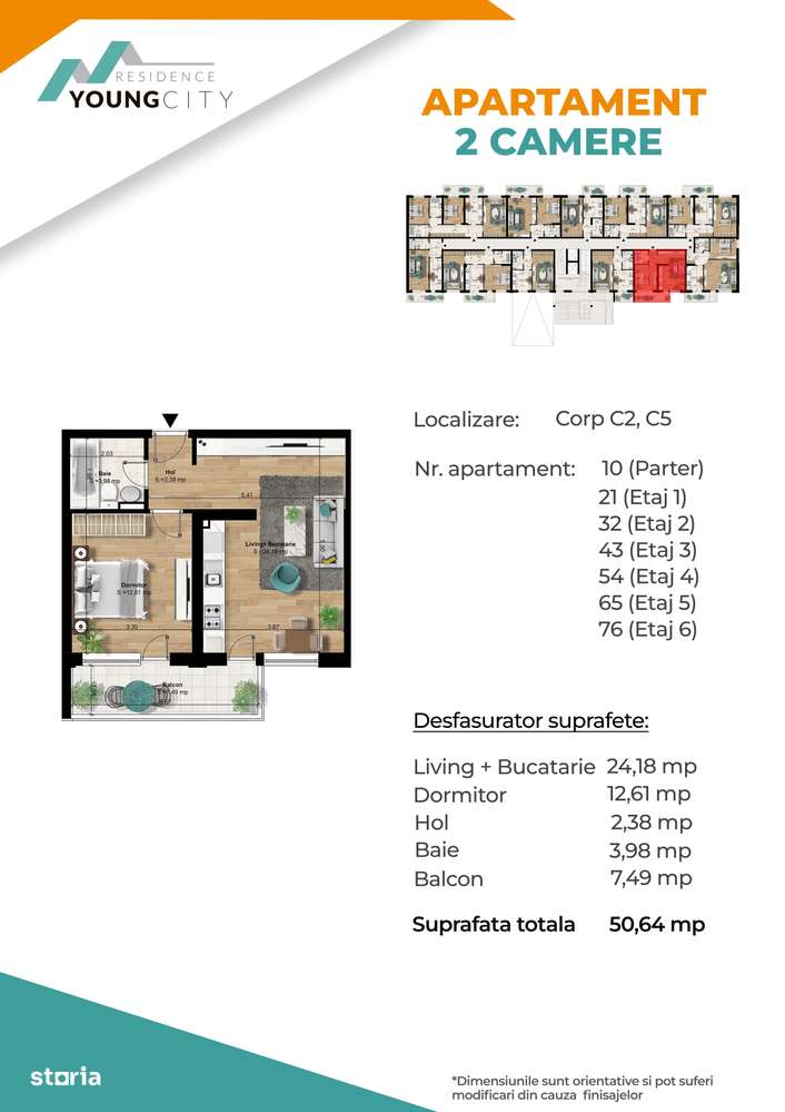 Metrou Berceni 350m - 2 camere tip studio 51mp - - Imagine principală: 4/4